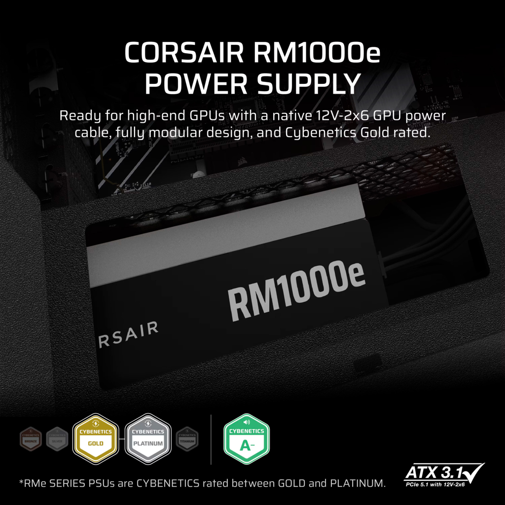 Блок живлення Corsair 1000W RM1000e (CP-9020297-EU) - зображення 6