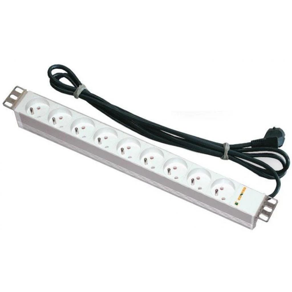 Силовий блок Conteg 19" 1U 9хSchuko, без вимикача, кабель 3м. (DP-RP-09-SCHU) - зображення 1