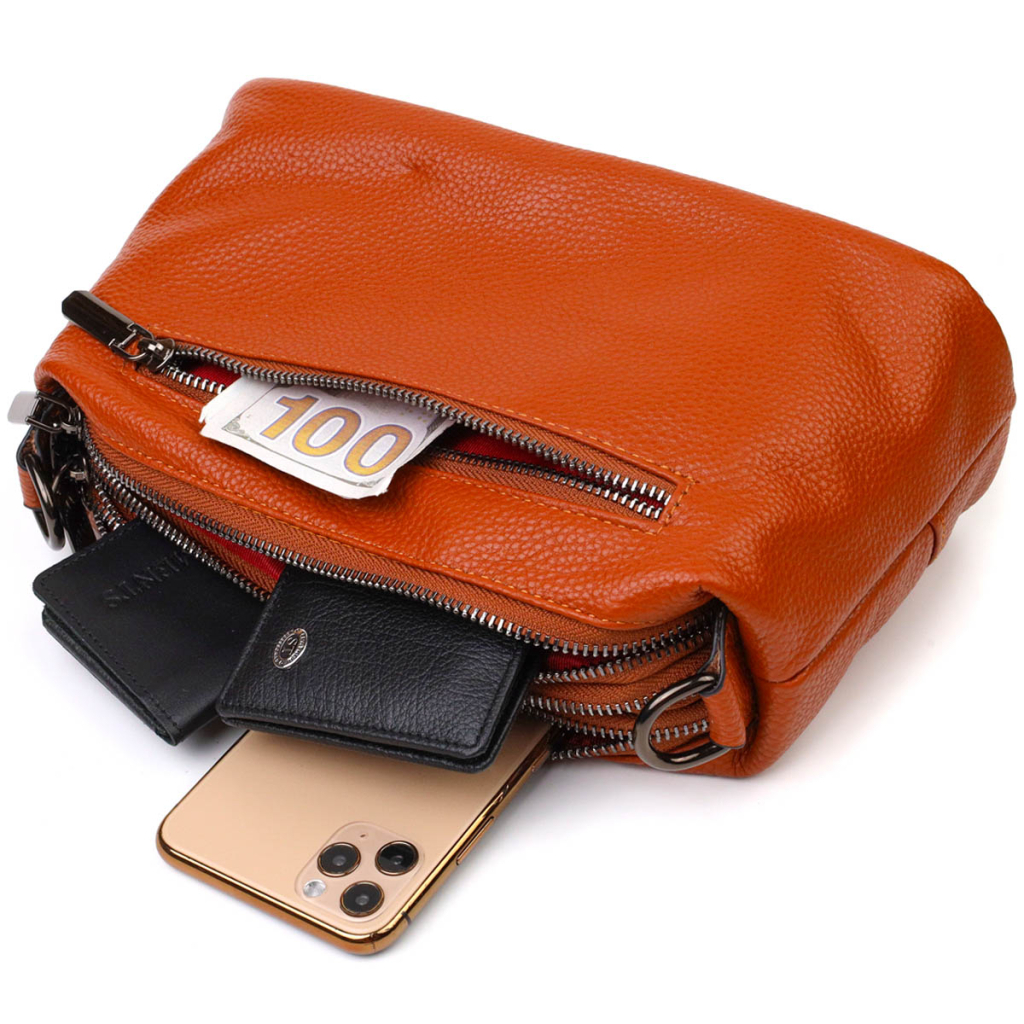 Сумка Vintage На три відділення з натуральної шкіри Руда (22138) - зображення 8