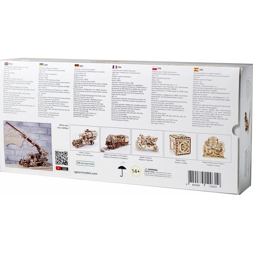 Збірна модель Ugears механічний Вантажівка Пожежна драбина (70022) - зображення 5