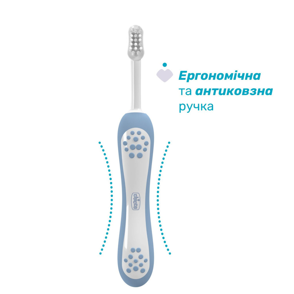 Дитяча зубна щітка Chicco для перших зубів, 6-36 міс. блакитна (8058664174690) (12081.11) - изображение 2