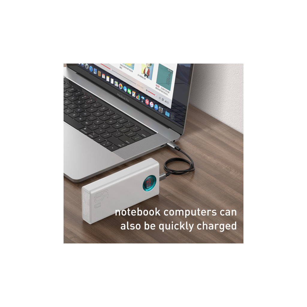 Батарея універсальна Baseus Amblight 30000mAh 65W, 6A, QC3.0, PD3.0, cable Type-C/100W (PPLG-A02) - зображення 10