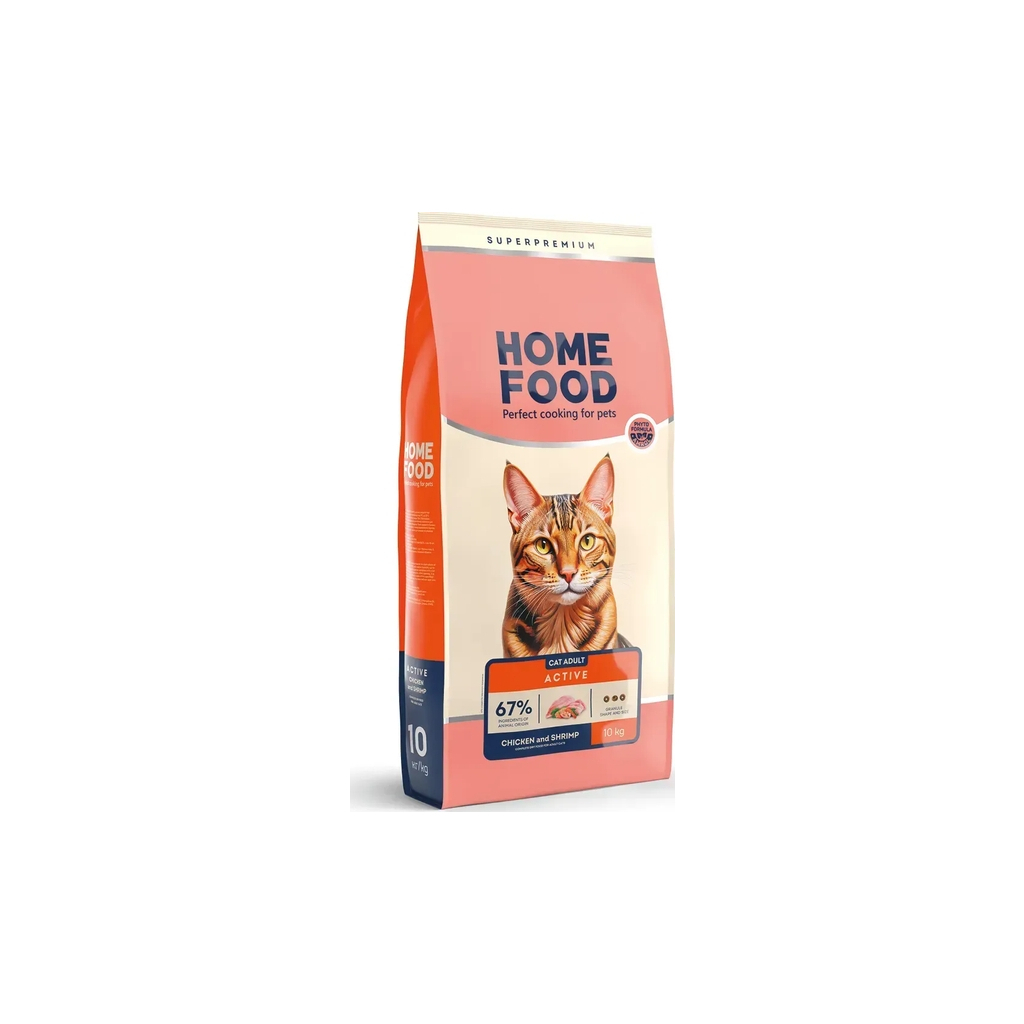 Сухий корм для кішок Home Food For active з куркою та креветками 10 кг (4820235020576) - зображення 1
