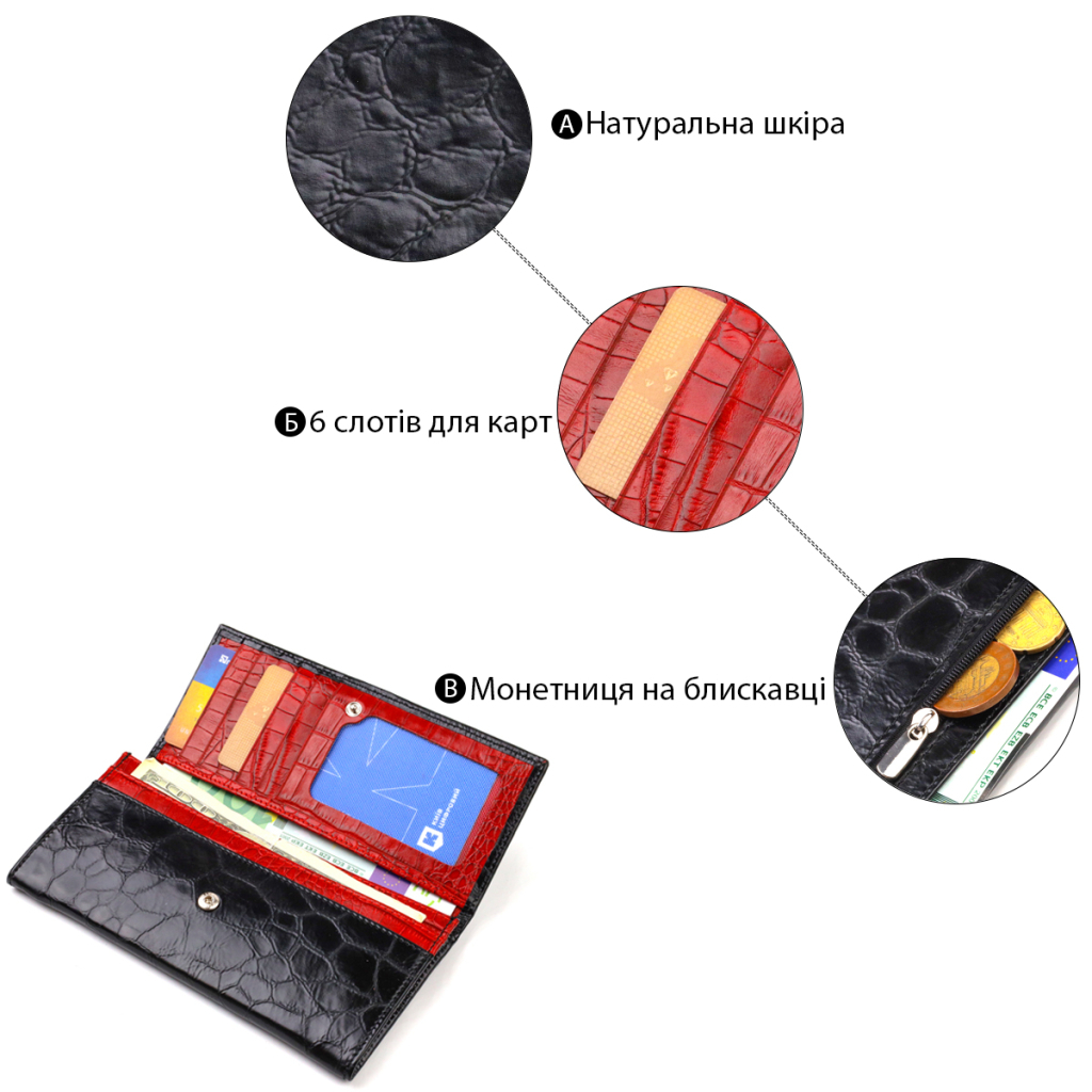 Гаманець Canpellini З натуральної шкіри Чорний (21834) - зображення 4