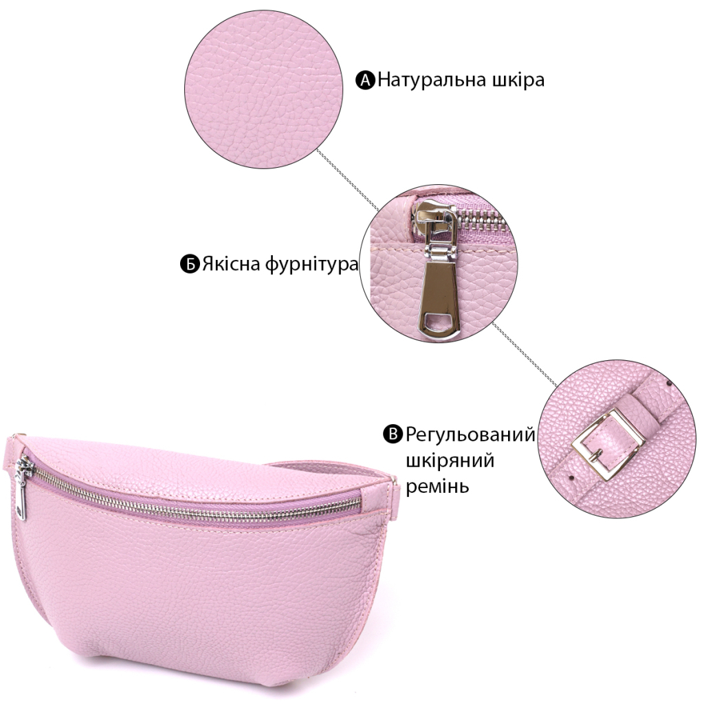 Сумка Shvigel Шкіряна бананка Лілова (16376) - зображення 4