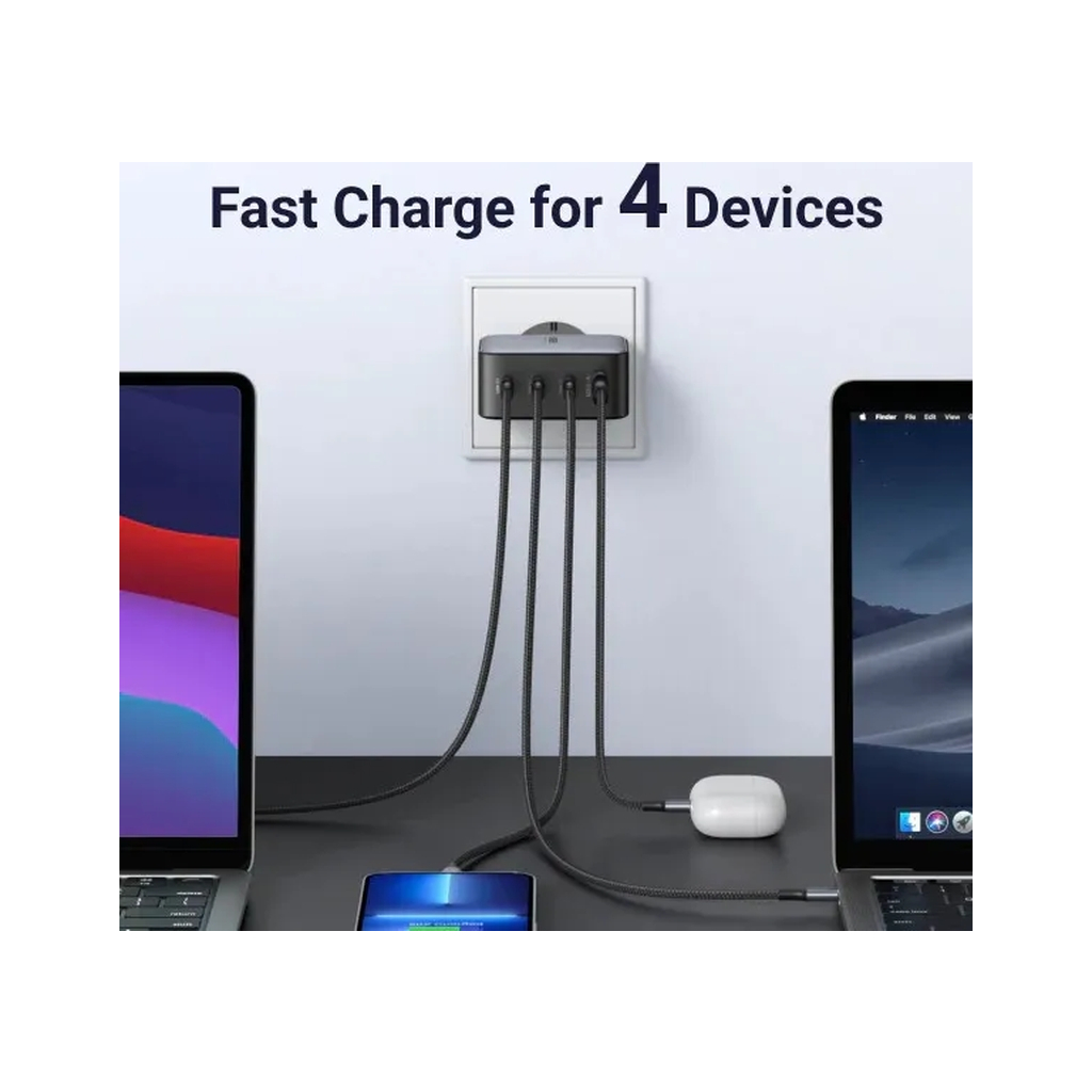 Зарядний пристрій Ugreen 4xUSB 100W (3xUSB-C+USB-A) Gan Tech Fast GAN Charger black CD226 (40747) - изображение 8
