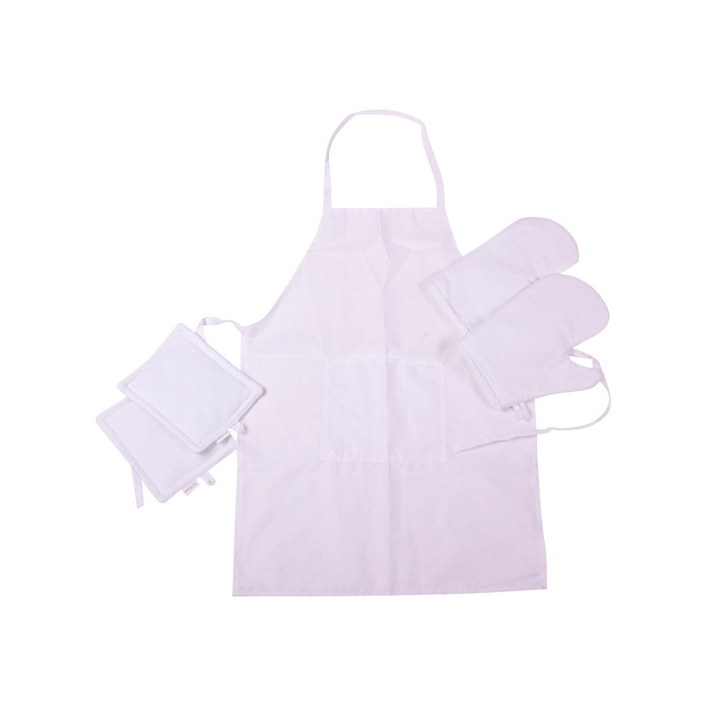 Фартух MirSon Набір 11-2107 White бязь дві прихватки + дві рукавички-прихватки + фартух (2200006752622) - изображение 1