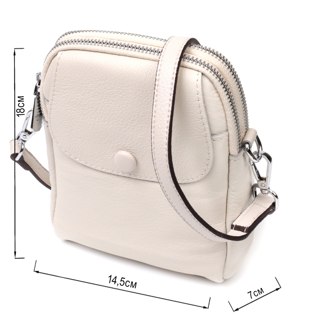 Сумка Vintage Жіноча невелика вертикальна на два відділення з натуральної шкіри Біла (22401) - зображення 3