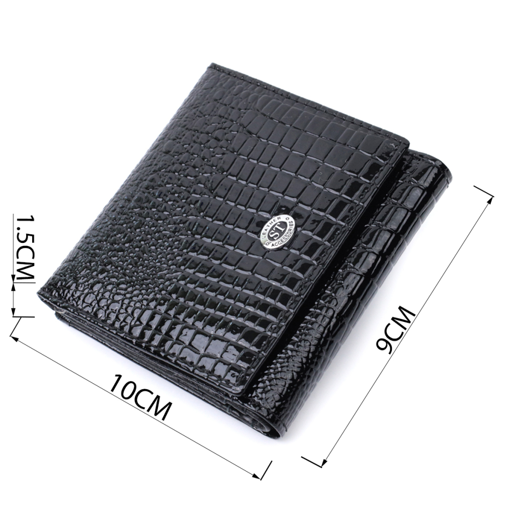 Гаманець ST Leather З натуральної лакованої шкіри Чорний (22688) - зображення 3