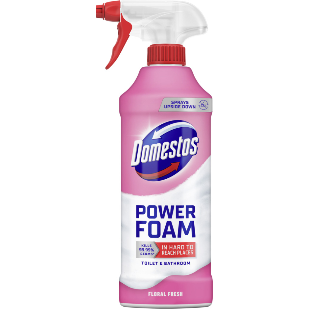 Піна для чищення ванн Domestos Power Foam Для чищення унітазу та ванної Квіткова свіжість 435 мл (8720182796424) - зображення 1