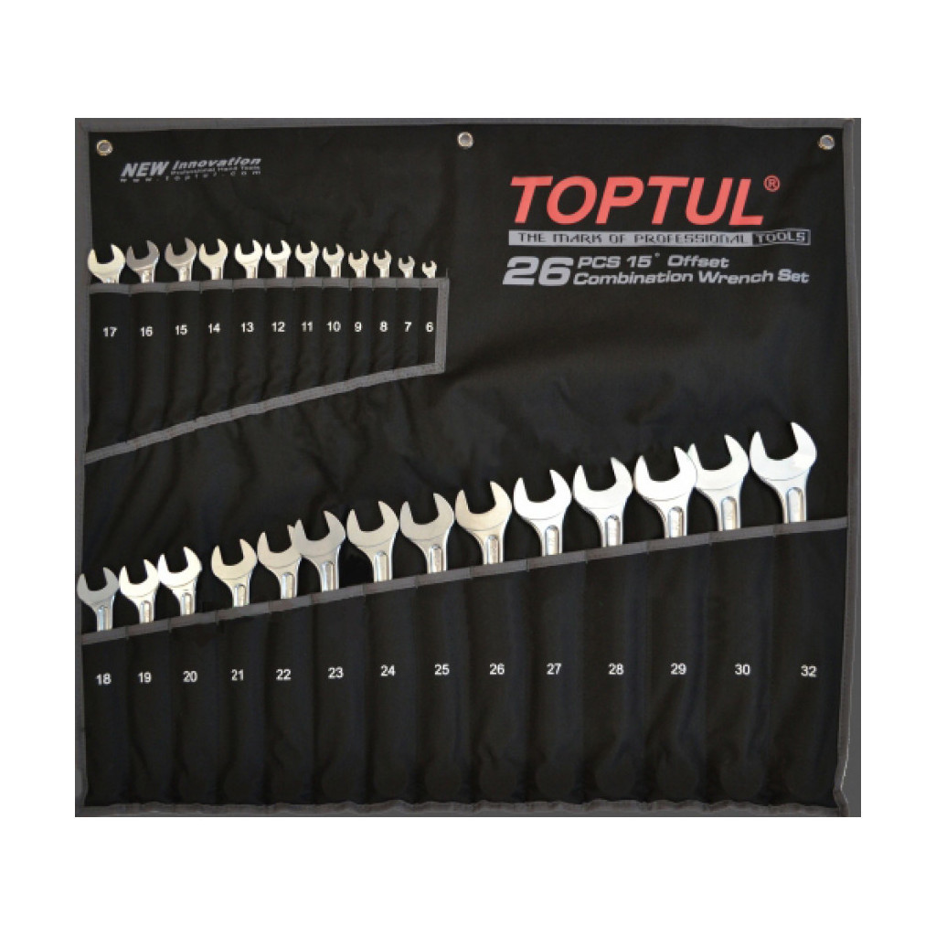 Ключ Toptul набір комбінованих 26 шт 6-32 мм Super-Torque (GPAW2601) - зображення 1