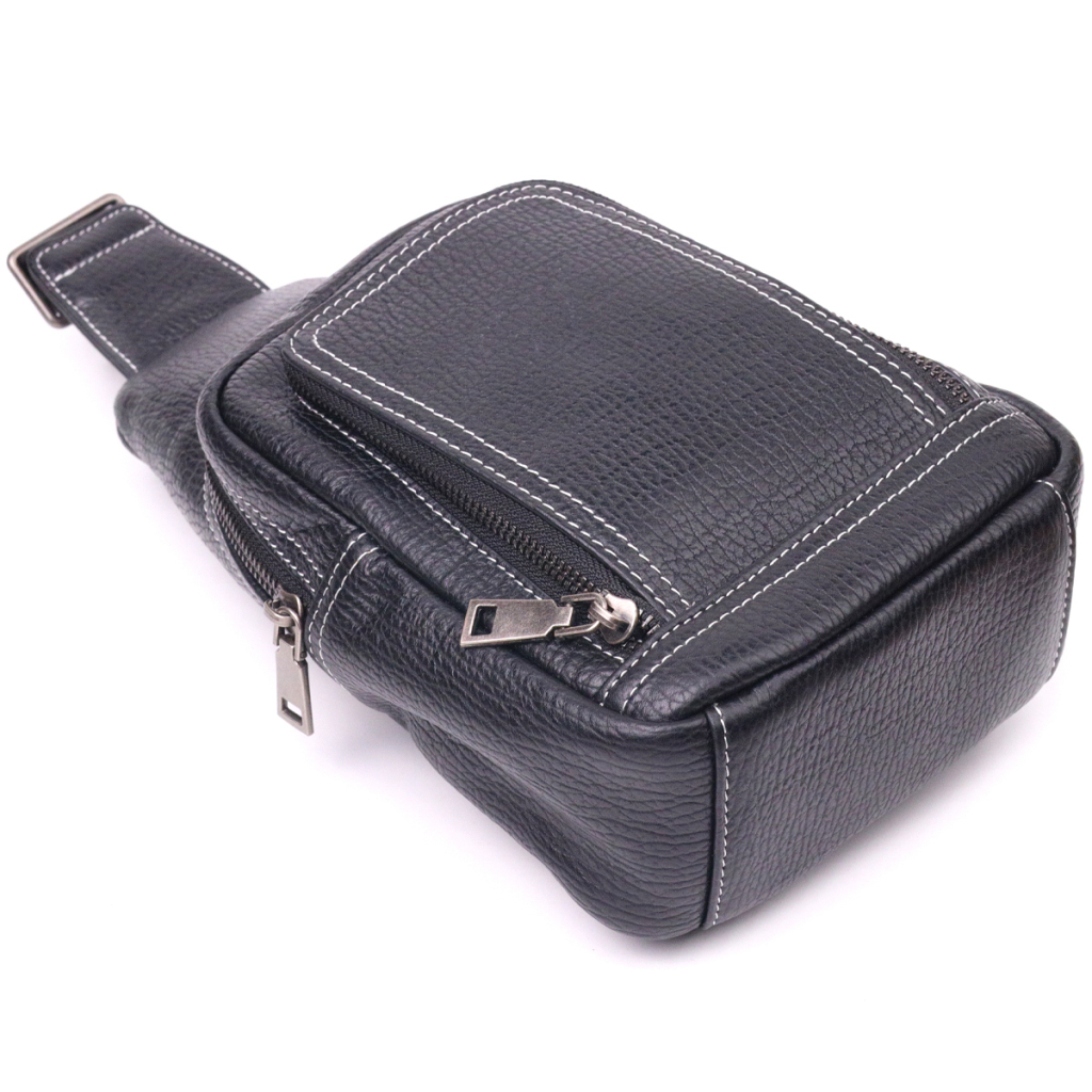 Сумка Vintage Через плече з натуральної шкіри Чорна (21284) - зображення 5