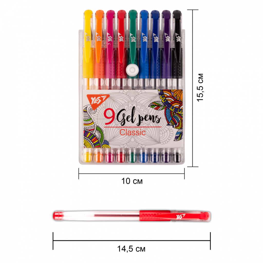 Ручка гелева Yes набір Classic 9 штук (420430) - зображення 2
