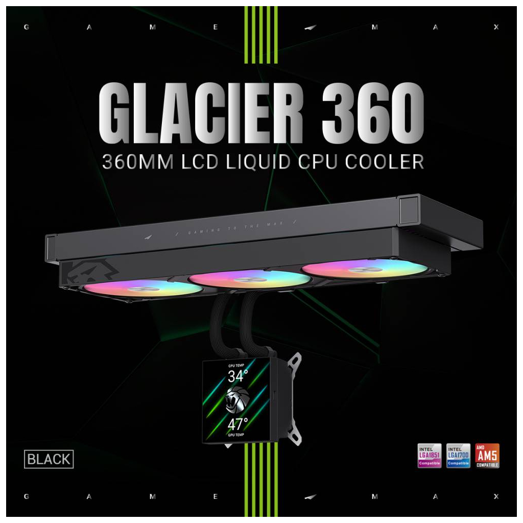 Система рідинного охолодження Gamemax GLACIER 360 LCD BK - зображення 8