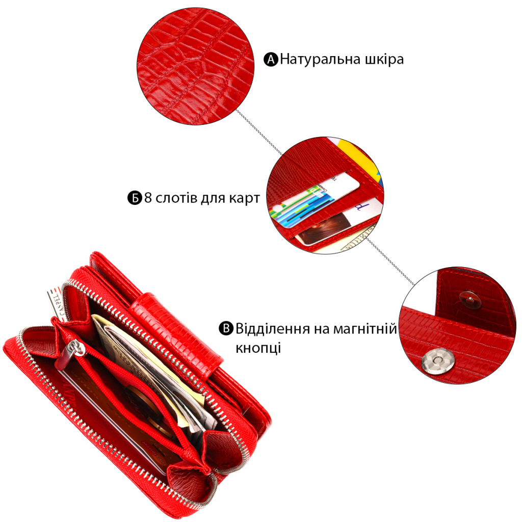 Портмоне Canpellini З натуральної шкіри Червоне (21731) - зображення 4