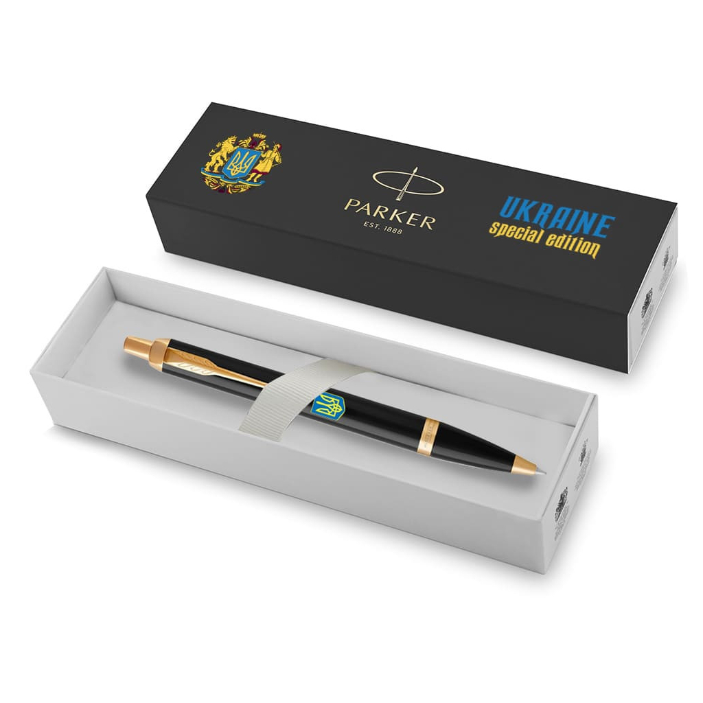 Ручка кулькова Parker IM 17 UKRAINE Black GT BP Герб України син-жовтий (22032_T0076u) - зображення 4