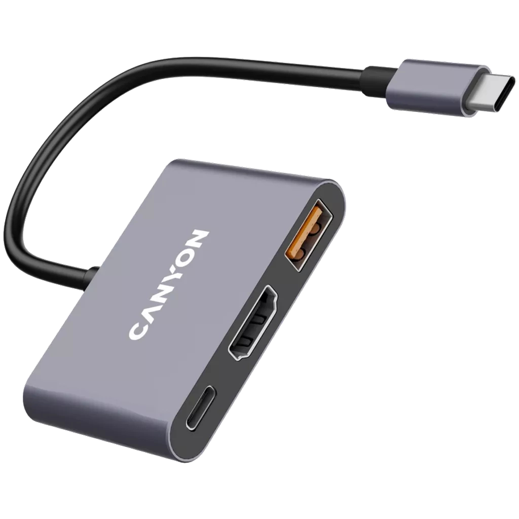 Концентратор Canyon hub DS-4 3in1 USB-C Grey (CNS-TDS4) - изображение 3