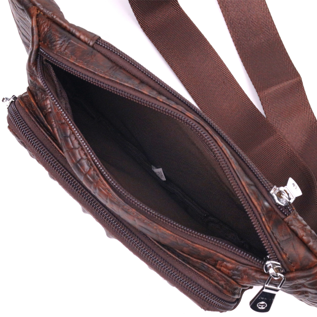 Сумка Vintage З натуральної шкіри з фактурою під крокодила Коричнева (21298) - зображення 3