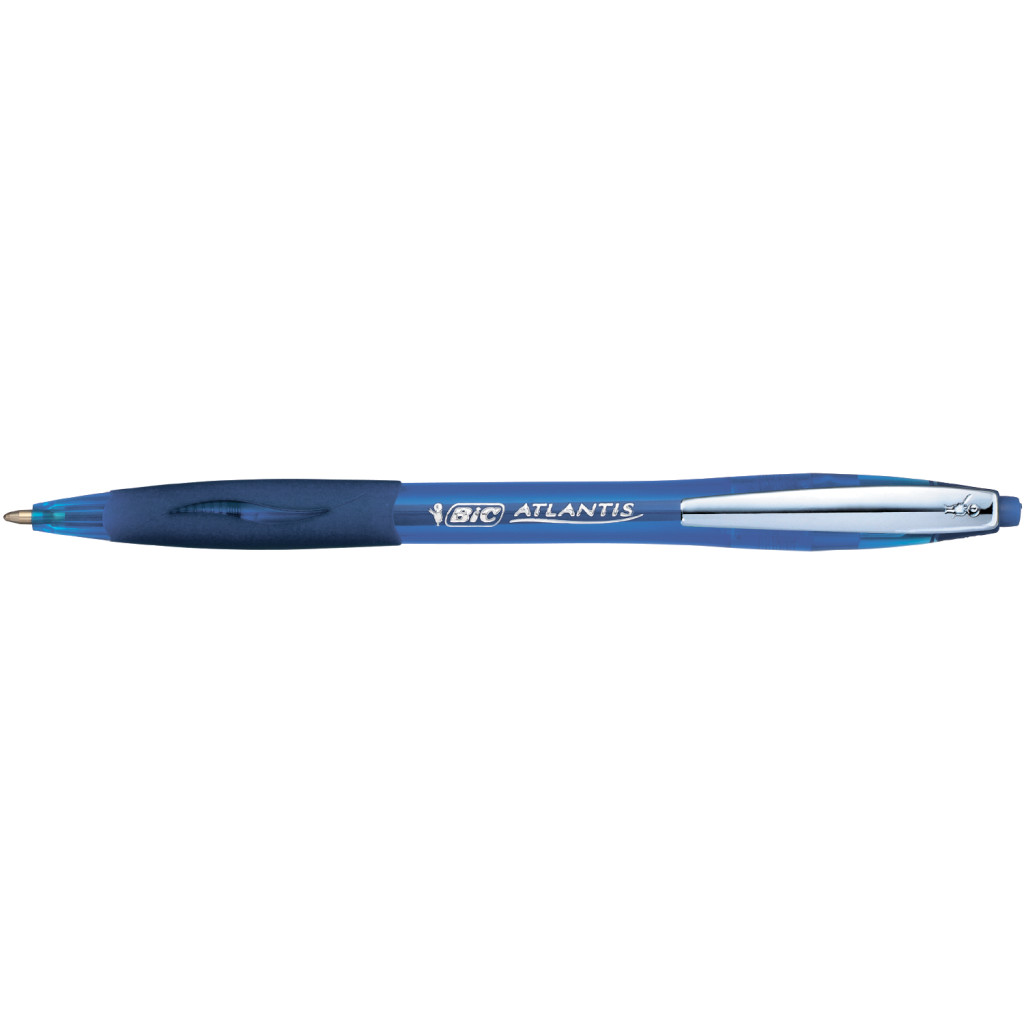 Ручка кулькова Bic автоматична Atlantis з гумовим грипом Синя (bc9021322) - зображення 1