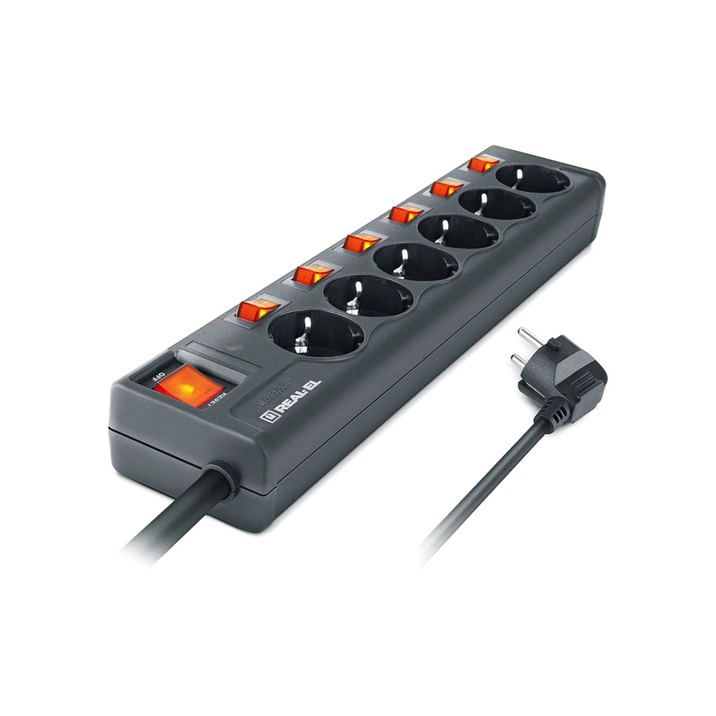 Мережевий фільтр живлення REAL-EL RS-6 EXTRA 5m, black (EL122300003) - зображення 6