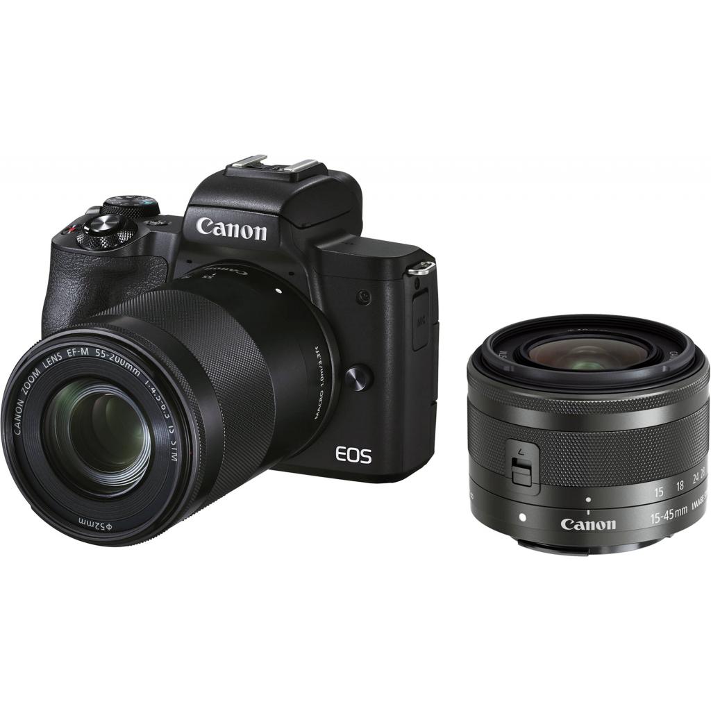 Цифровий фотоапарат Canon EOS M50 Mk2 + 15-45 IS STM + 55-200 IS STM Black (4728C041) - зображення 1