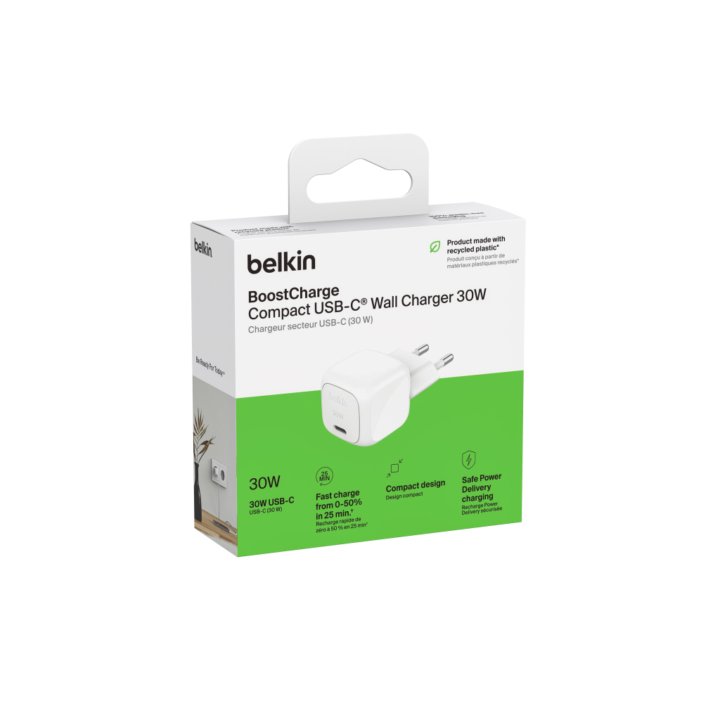 Зарядний пристрій Belkin USB-C PD30W PPS white (WCA008KQWH) - зображення 6