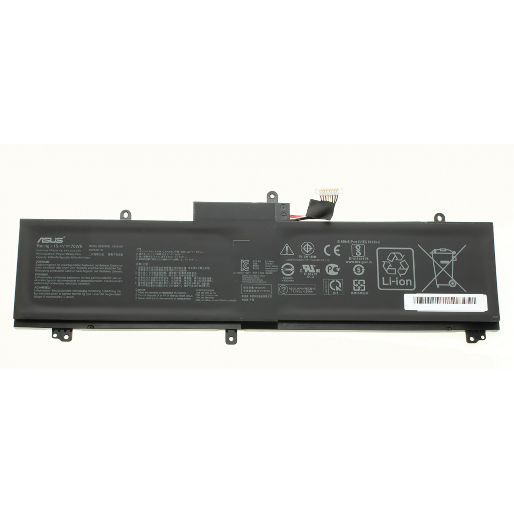 Акумулятор до ноутбука ASUS Zephyrus GA502 C41N1837, 4940mAh (76Wh), 4cell, 15.4V, Li-Po (A47666) - зображення 1