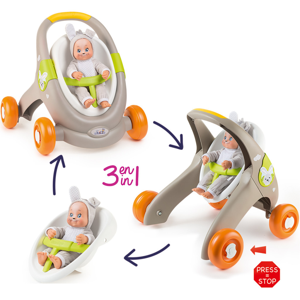 Коляска для ляльок Smoby Mini Kiss 3в1 Веселі тварини (210206) - зображення 10