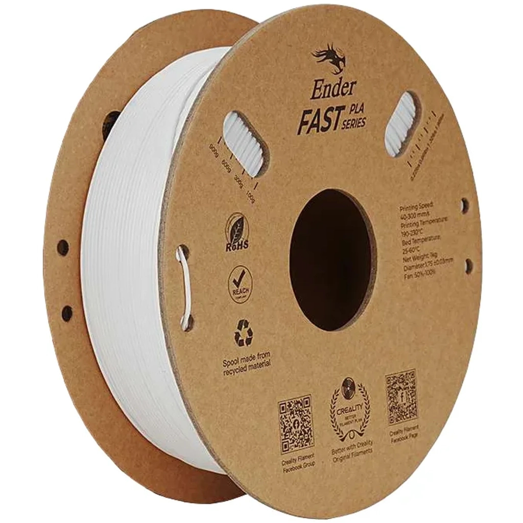 Пластик для 3D-принтера Creality 1.75мм Fast PLA Filament Ender 2x1кг, white (3301010396) - зображення 2