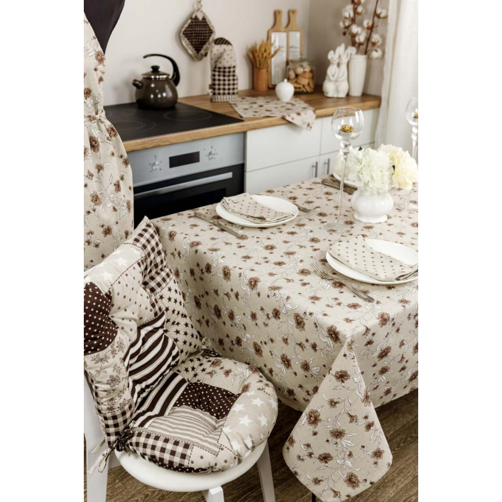 Скатертина Прованс Квіти коричневий Господиня 220х136 см (4823093450981) - зображення 5