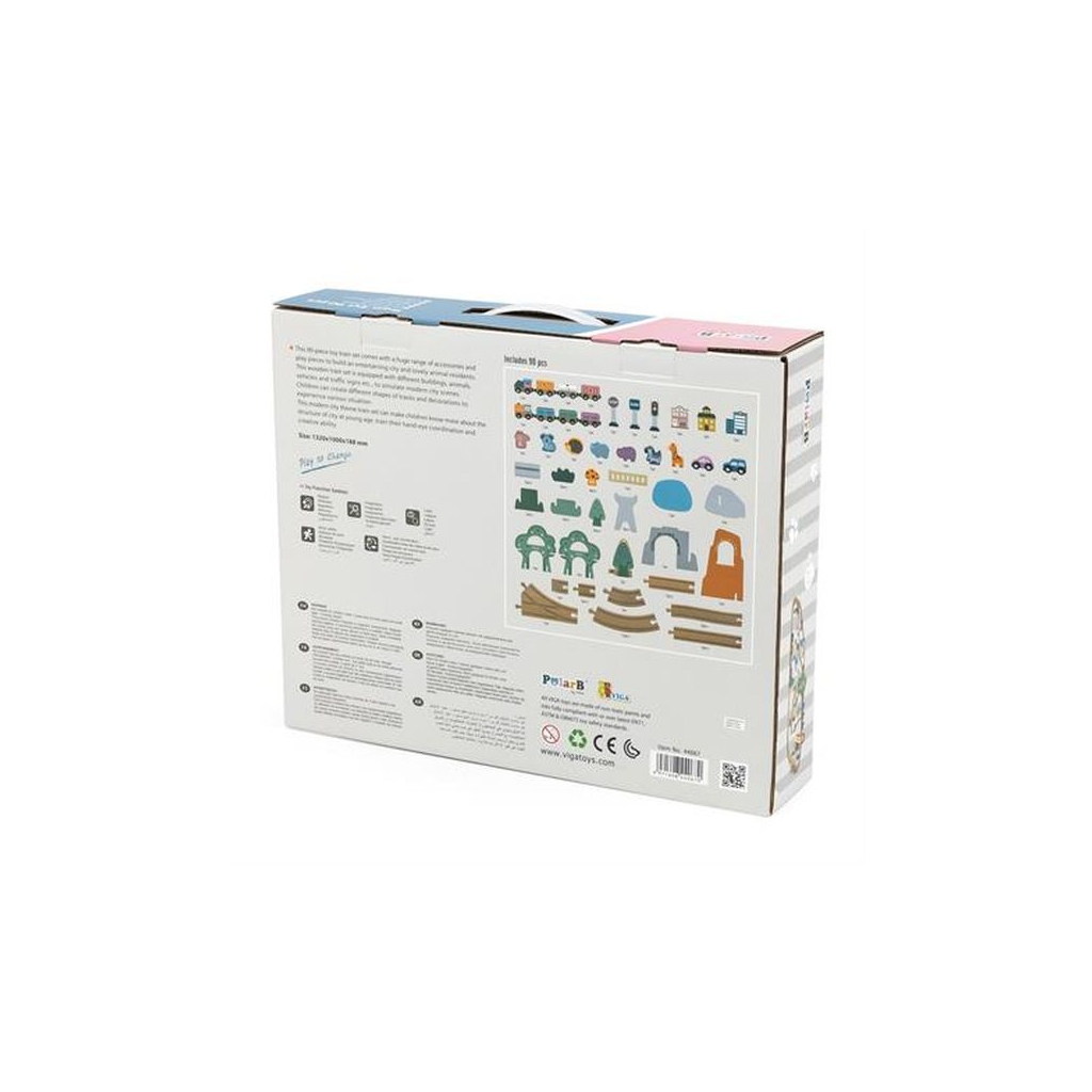 Залізниця дерев'яна Viga Toys PolarB 90 елементів (44067) - зображення 5