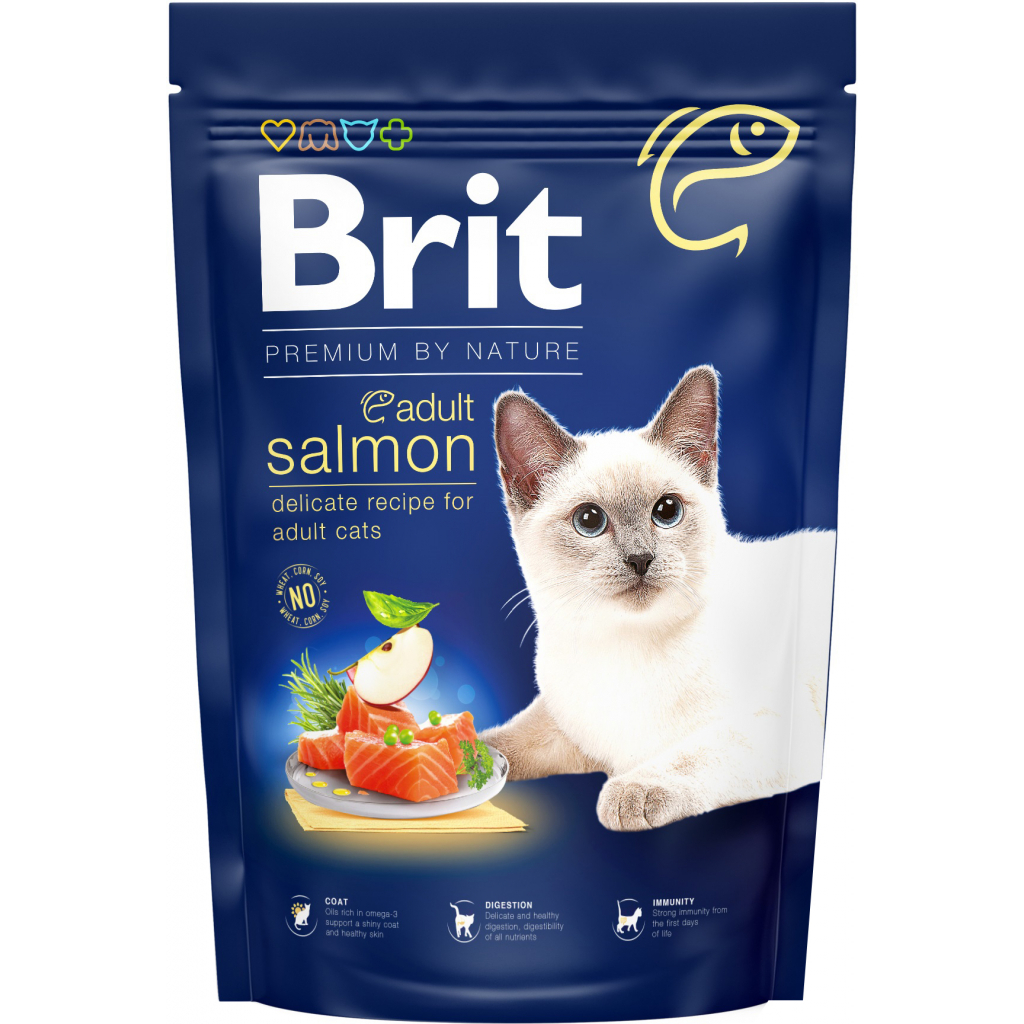 Сухий корм для кішок Brit Premium by Nature Cat Adult Salmon 1.5 кг (8595602553136) - зображення 1