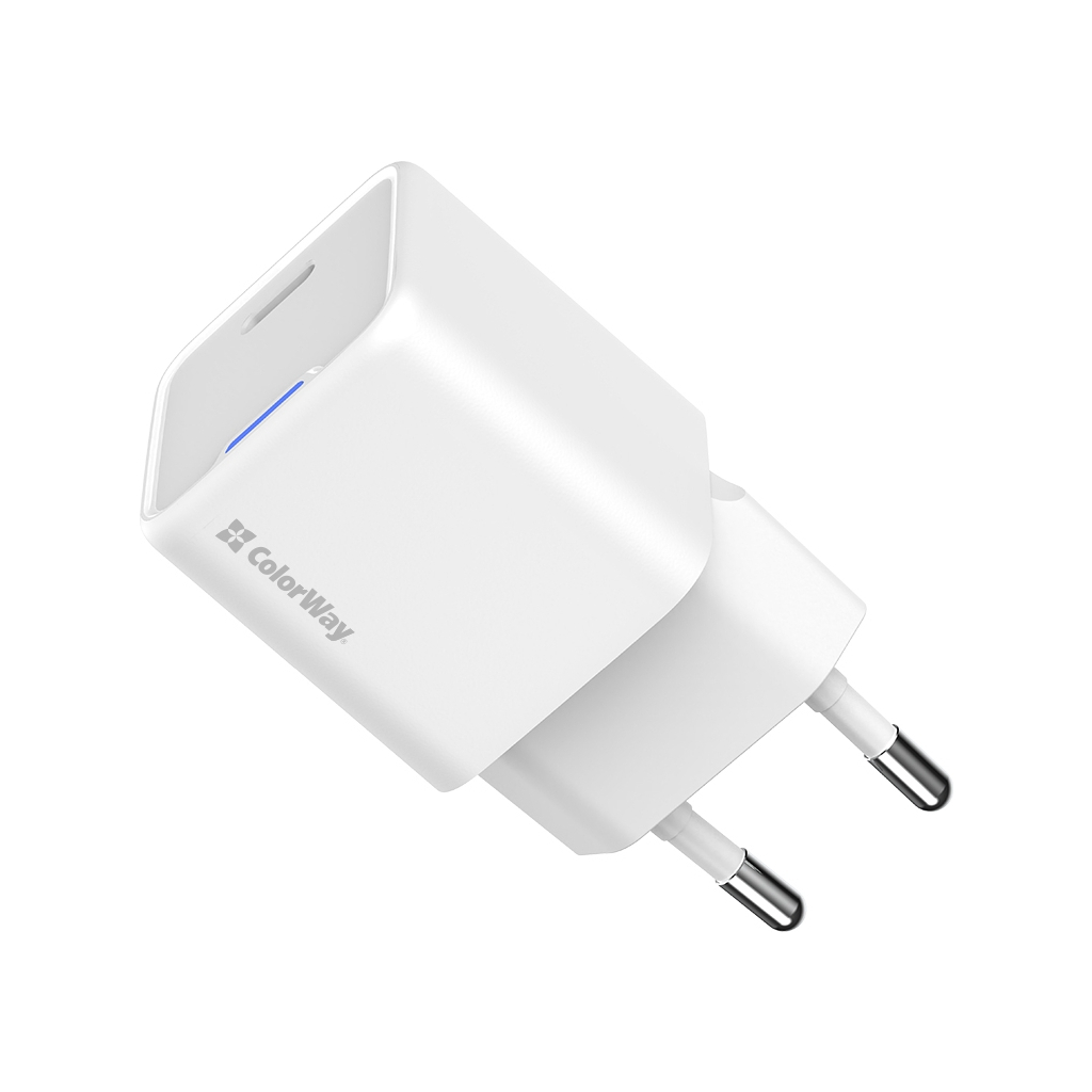 Зарядний пристрій ColorWay GaN Mini 25W PD Port PPS USB-C white (CW-CHS052PD-WT) - изображение 3