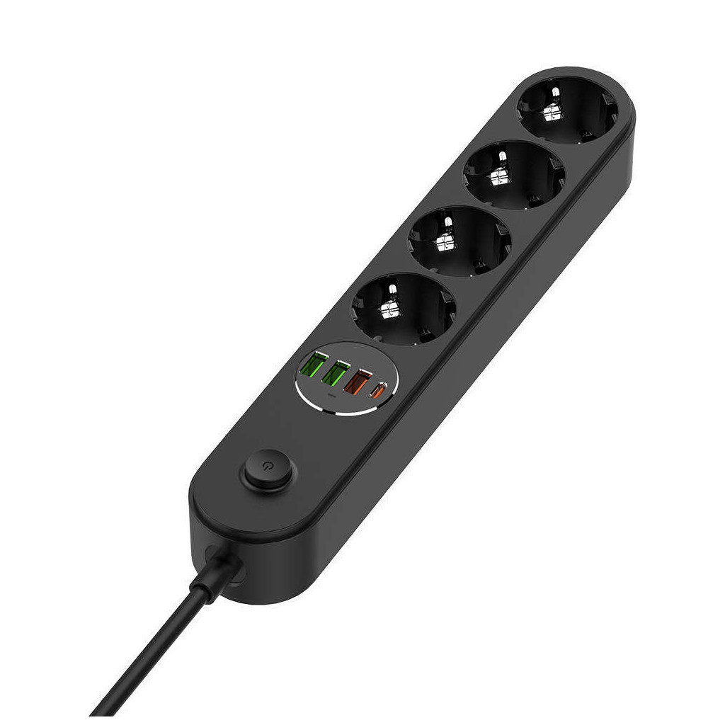 Мережевий фільтр живлення ColorWay 4 розетки/4USB 2M (CW-CHE44PDB) - зображення 2