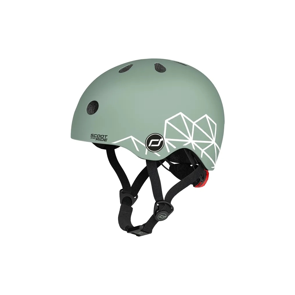 Шолом Scoot&Ride 45-51см , зелений, з ліхтариком (SR-181206-GREENLINES) - изображение 1