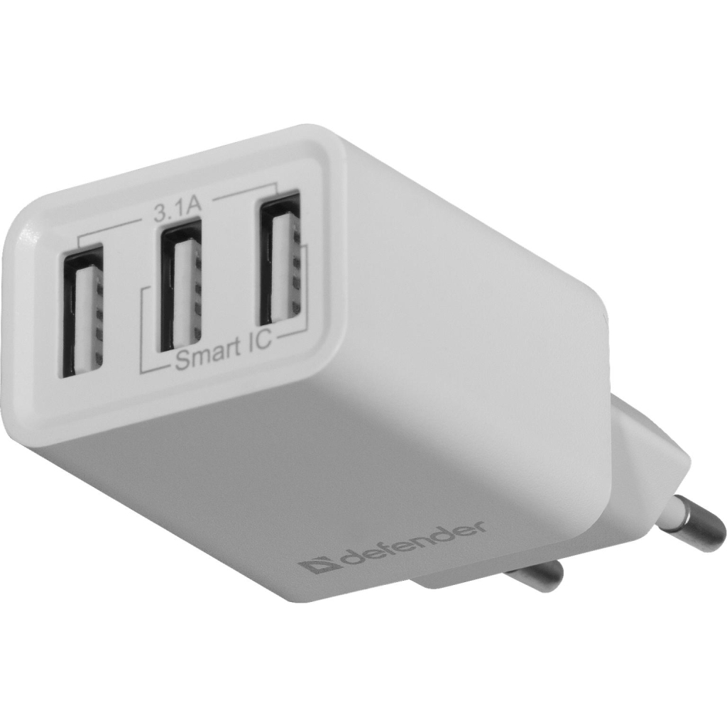 Зарядний пристрій Defender UPA-31 white, 3xUSB, 5V / 3.1A (83587) - зображення 3