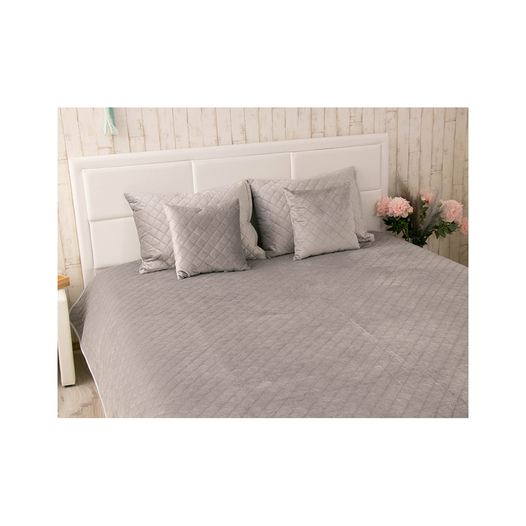 Покривало Руно двостороннє декоративне Velour Grey ромб 220х240 см (330.55_Grey ромб) - зображення 6