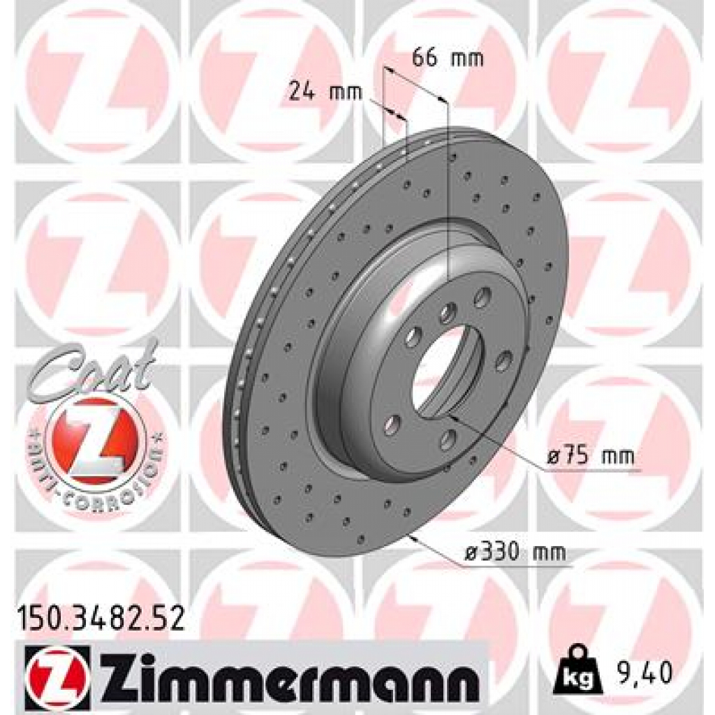 Гальмівний диск ZIMMERMANN 150.3482.52 - зображення 1