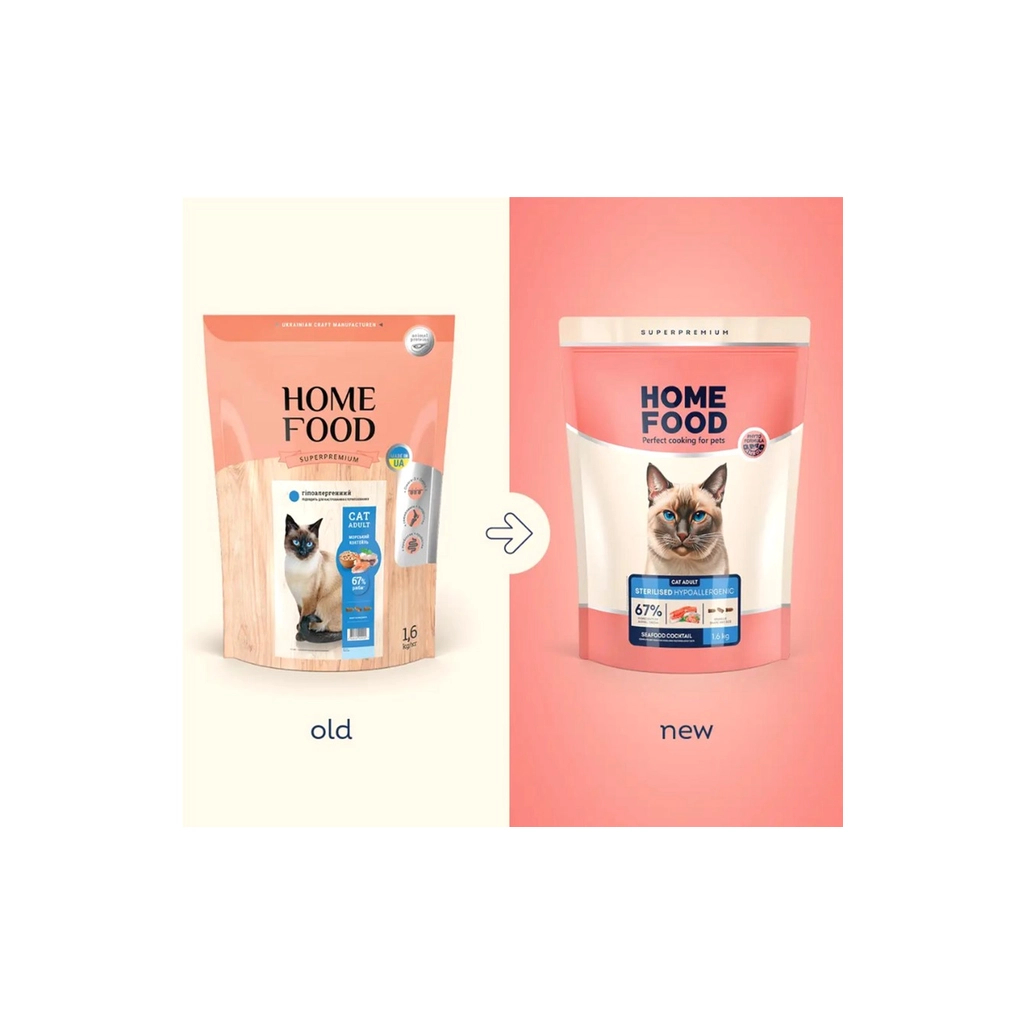 Сухий корм для кішок Home Food Hypoallergenic For sterilised морський коктейль 1.6 кг (4820235020200) - зображення 2