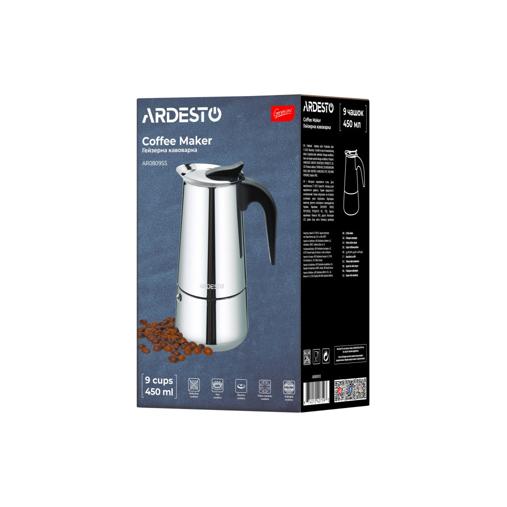 Гейзерна кавоварка Ardesto Gemini Apulia 9 чашок (AR0809SS) - изображение 10
