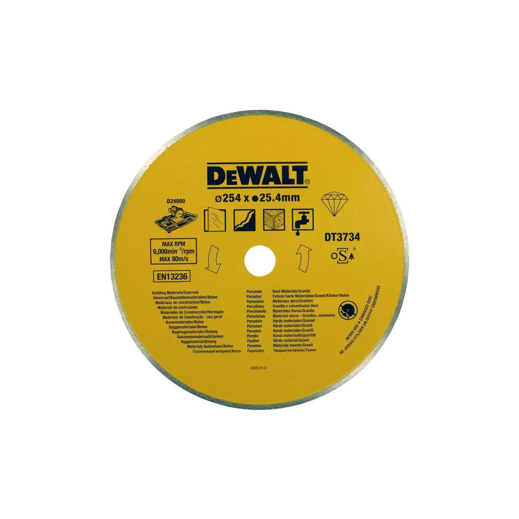 Диск пильний DeWALT алмазний бетон/цегла/підлогова плитка/кахель, 250х1.6х25.4 мм (DT3734) - зображення 1