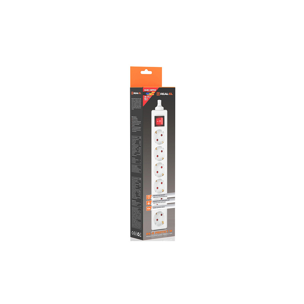 Мережевий фільтр живлення REAL-EL RS-6 Protect M 1.8m, white (EL122300031) - зображення 12