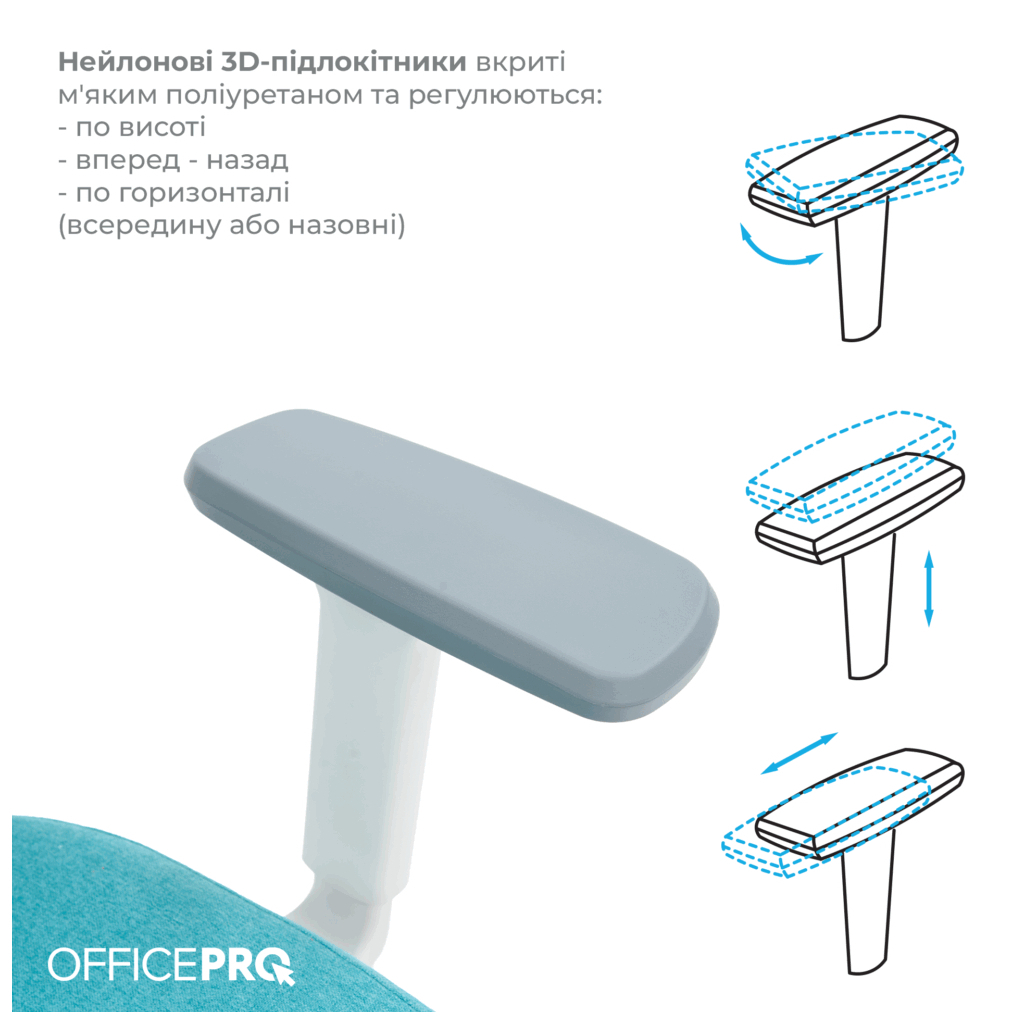 Офісне крісло OfficePro Balance OC550-W-DG-BL (OC550-W-DG-BL) - зображення 7