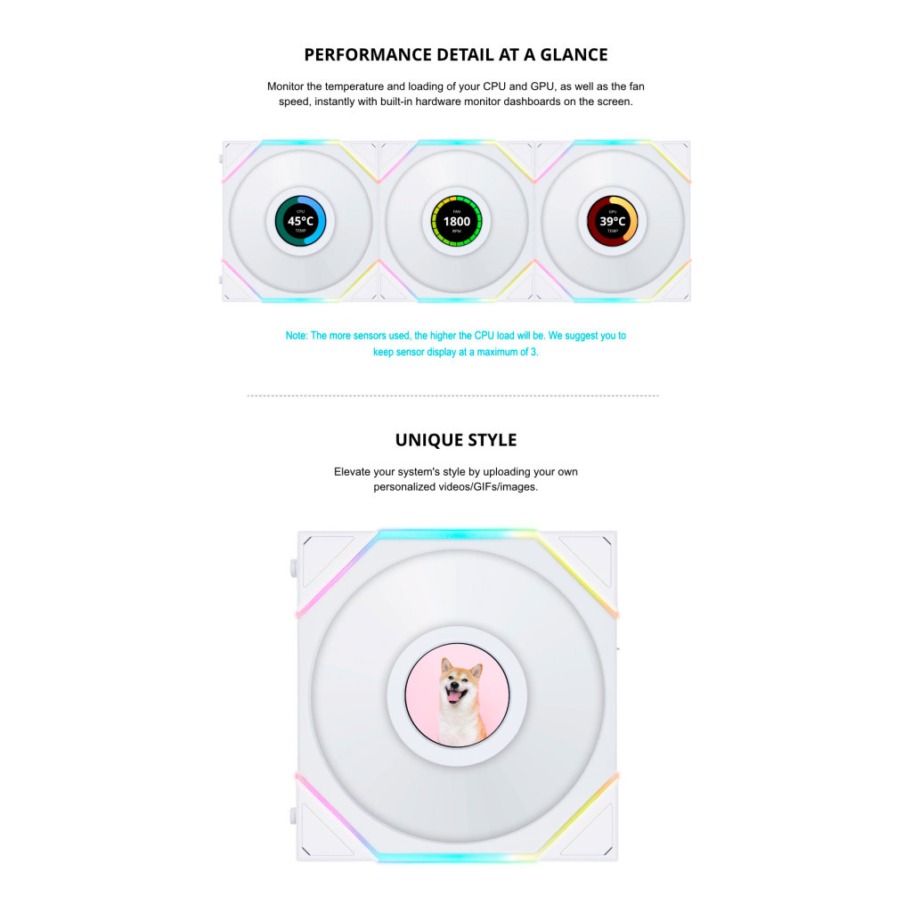 Кулер до корпусу Lian Li Reverse TL LCD 120-1, White Cooler (G99.12RTLLCD1W.00) - зображення 9