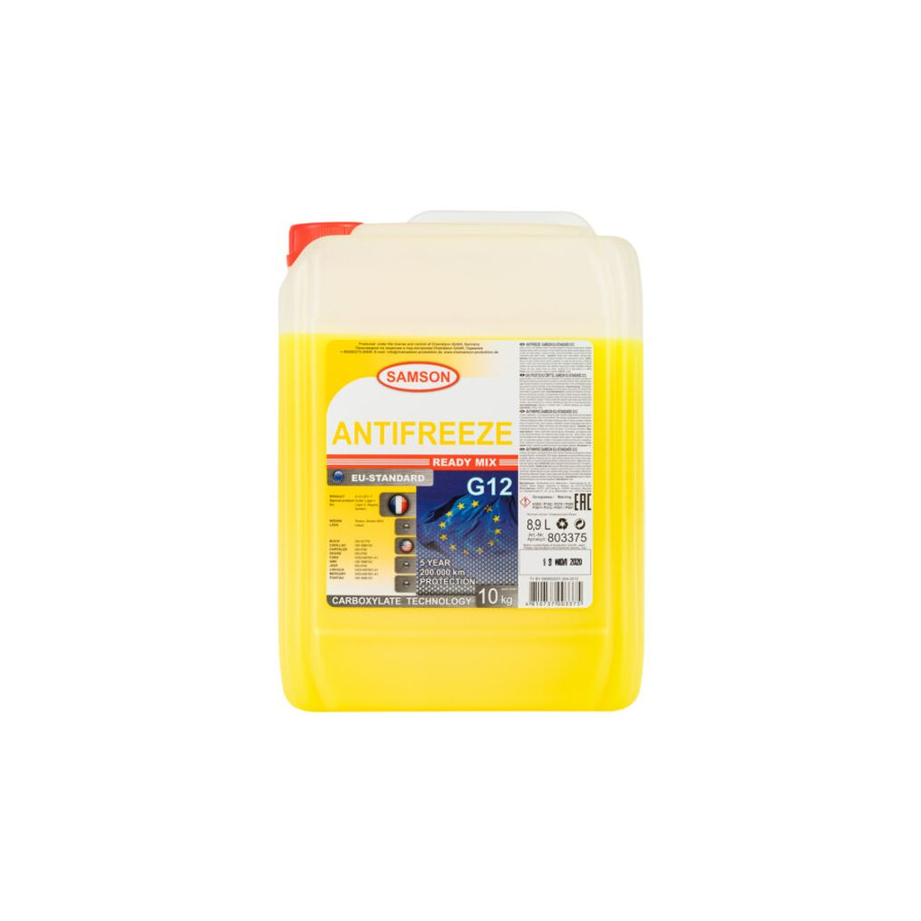 Антифриз SAMSON EU-Standard G12 (-40) 10кг. (жовтий) (803375) - зображення 1