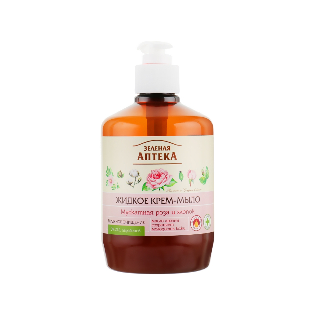Рідке мило Зелена Аптека Мускатна троянда та бавовна 460 мл (4823015935411) - зображення 1