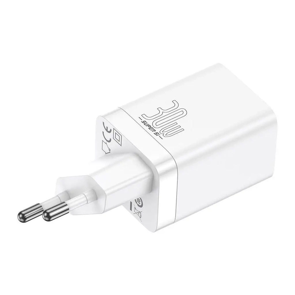 Зарядний пристрій Baseus 1xUSB-C 30W + 1xUSB white (CCSUPP-E02) - зображення 5