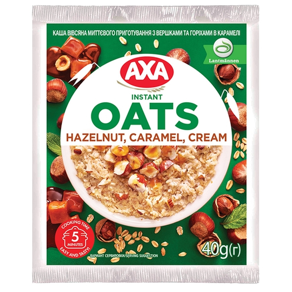 Їжа швидкого приготування АХА Каша Вівсяна з вершками та горіхами в карамелі 40 г (4820008128515) - изображение 1
