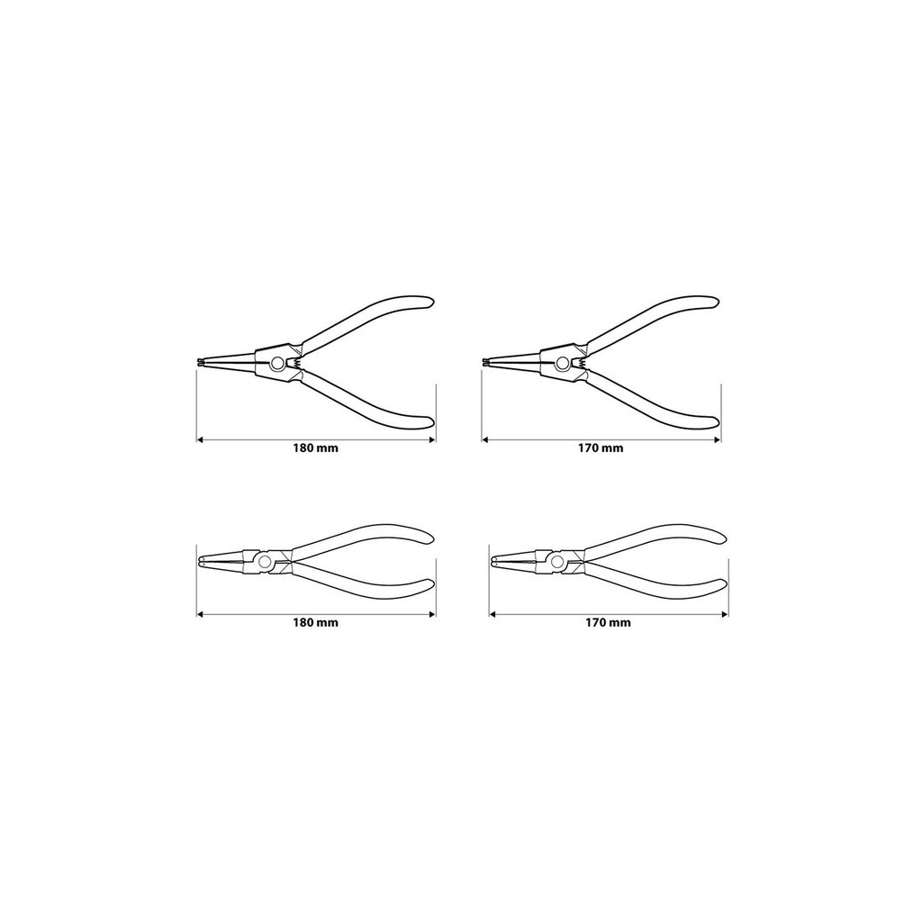 Щипці Neo Tools для стопорних кілець, набір 4 шт., CrV, 2х170мм та 2х180мм (01-097) - зображення 9