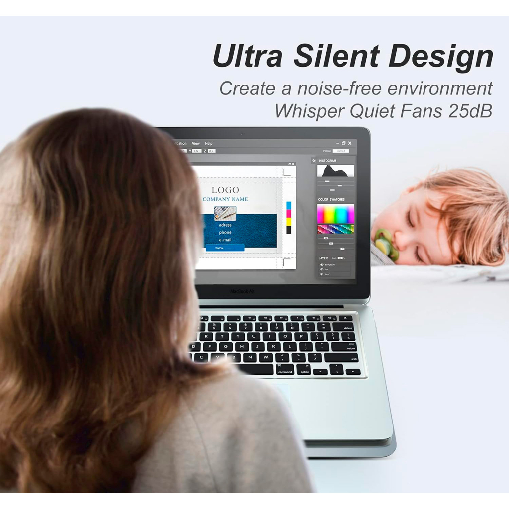 Підставка до ноутбука IceCoorel 10-15.6", 1*180mm 580 RPM, 2*USB, 350x225x26mm, Silver (A18) - зображення 12